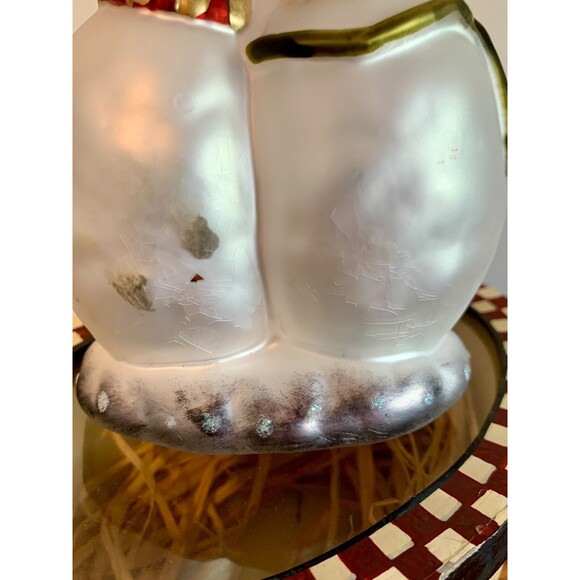 VTG 90s Primitive Snowman Couple Blown Glass Hand Painted Ornament w Box Xmas - Picture 12 of 16